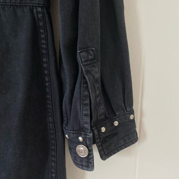Current/Elliott Debbie Studded Western Gray Denim Shirt Dress Size XL Preloved - Picture 7 of 7